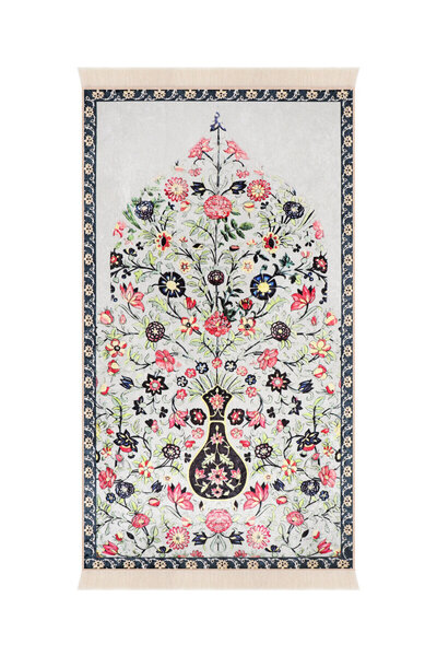 Bursa İpek Gray Sponge Velvet Prayer Mat