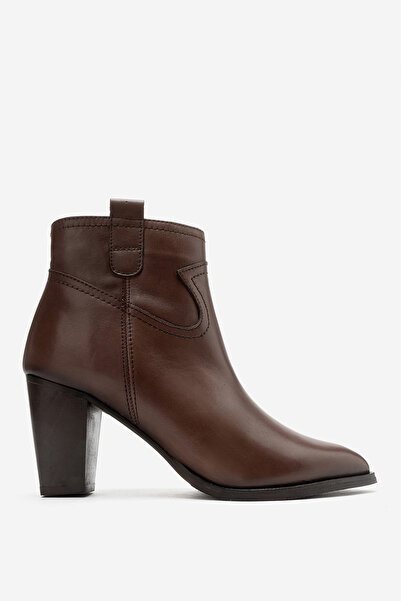 Dericlub Women's pointed toe high heel boots genuine leather isolde brown