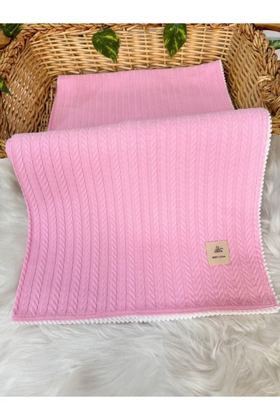Puro Cotone 100% Cotton Knitted Baby Blanket Pink