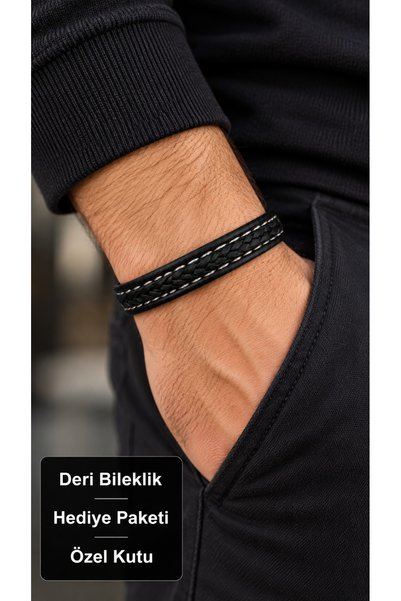 HER ŞEY NOTA www.herseynota.com سوار ديرفاين نايت كويل من الجلد الأسود للرجال...