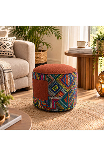 PUFYMAX Bohem Dekoratif Puf,ayakucu pufu,çok amaçlı cepli puf 45X40cm Yıkanab...