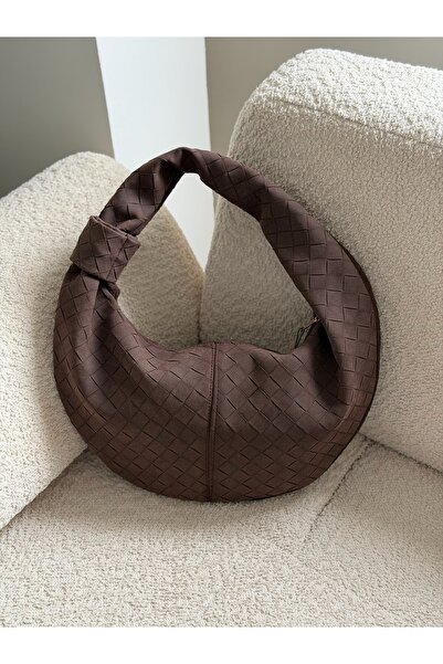 STİL SİDELYA Suede Textured Knot Detailed Hand and Shoulder Bag