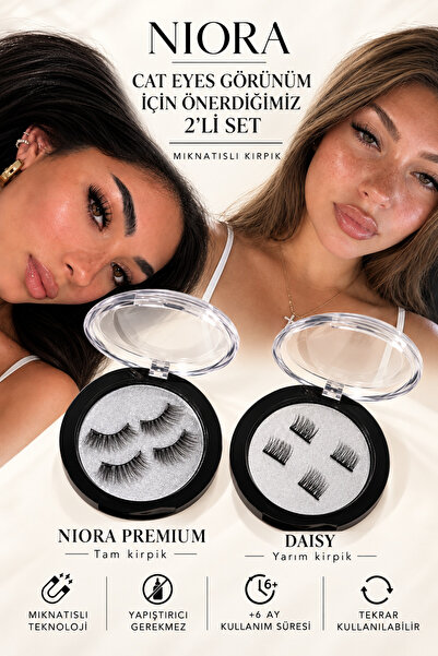 NIORA LASH 2’li set | Cat eyes görünüm Mıknatıslı Kirpik