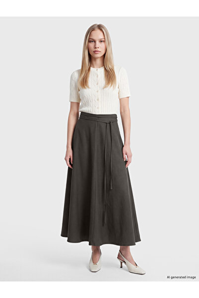 LC Waikiki Two Mt Shop Quality Lcw Vision Khaki Viscose Straight Midi Women's...