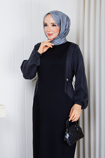 Pamuk Butik Women's Mercerized Knitwear Dress with Silk Kupra Detail on the Side
