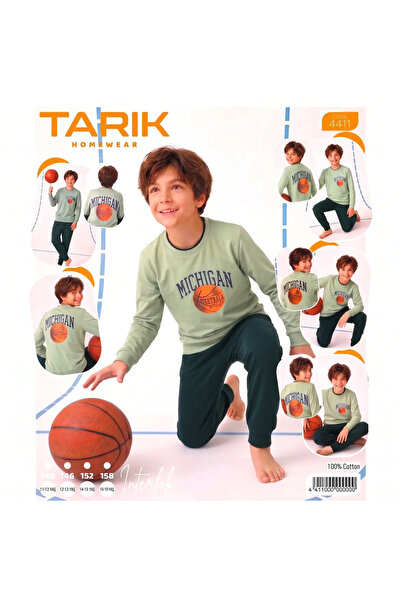 Tarık Erkek Çocuk Pijama Takımı Yeşil-İnterlok %100 pamuk