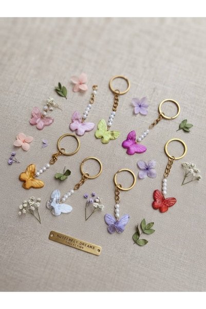 VESPERASTOREE Colorful Butterfly Model Keychains Have White Marbleing Inside Gift Henna Wedding Engagement Promise Bride Marriage Wedding(25 Pieces)