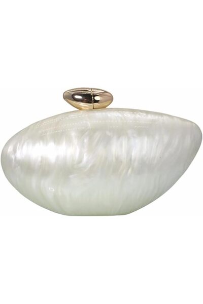 GENERAL Shell Shape Acrylic Clutch Trendy Metallic Acrylic Evening Bag Shiny ...