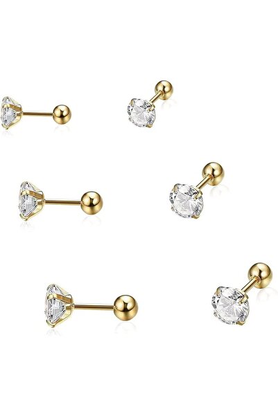 GENERAL 3 Pairs Titanium Earrings Studs, Hypoallergenic Stud Earrings for Wom...