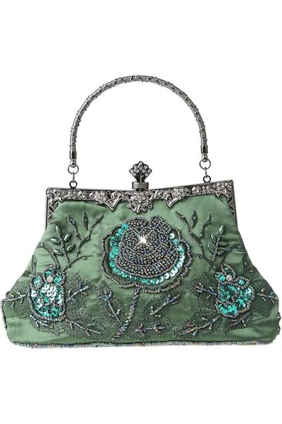DABİ DABİ DA BODAN Vintage Floral Pearls Rhinestone Embroidery Clutch Sequins...
