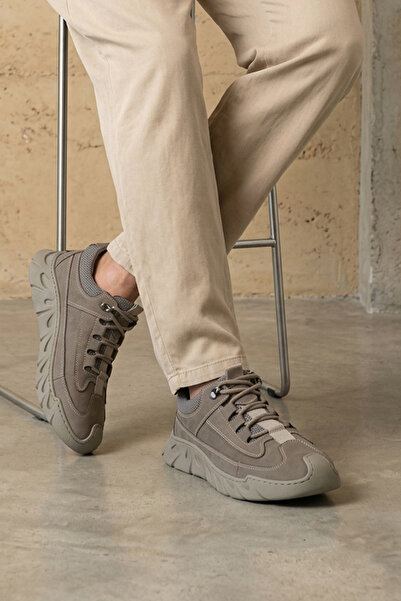 Ziya , Erkek Hakiki Deri Sneaker 1631040ZK2608 Bej