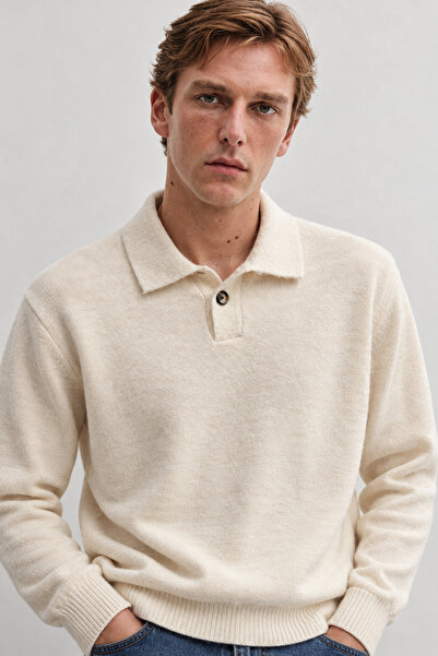 Manche Button Detailed Polo Collar Men's Knitwear Sweater |   Mew5111320-1