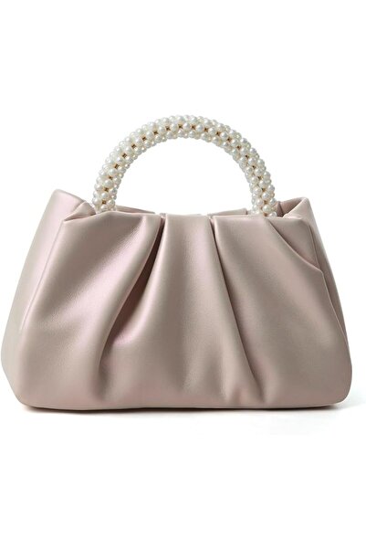 GENERAL Beatfull Evening Purse Women Small Pearl Handbags Soft Leather Ruched...