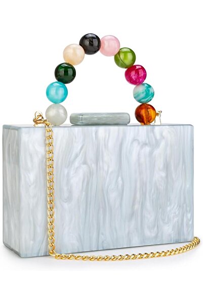 GENERAL Women Acrylic Clutch Purse Leopard Print Evening Bag Chain Formal Han...