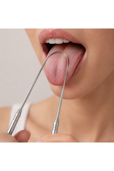 Privo Stainless Steel Tongue Cleaner Oral Care Tool Hygienic Plaque Scraper Metal Tongue Scraper