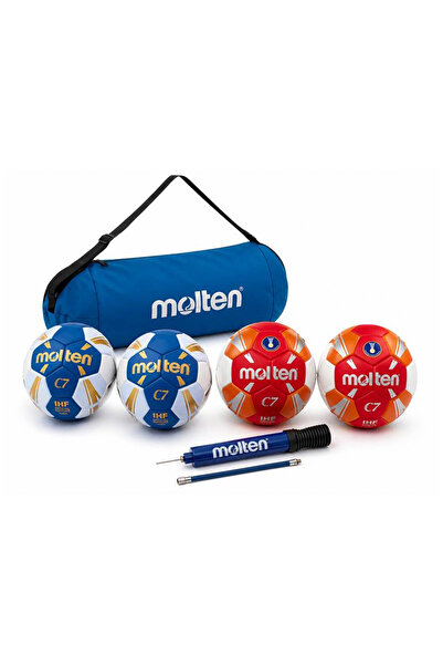 MOLTEN Set de 4 mingi de handbal H2C3500 C7 Claw, mărimea 2 (2 roșii + 2 alba...