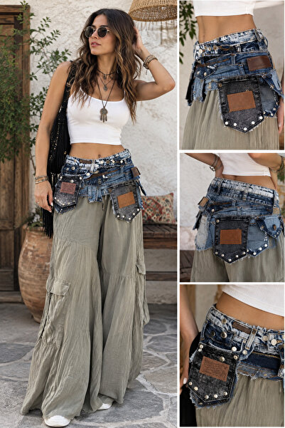ÇATI KATI Vintage Unisex Tasarım İleri Dönüşüm (Upcycling) Çıt Çıtlı Patchwor...