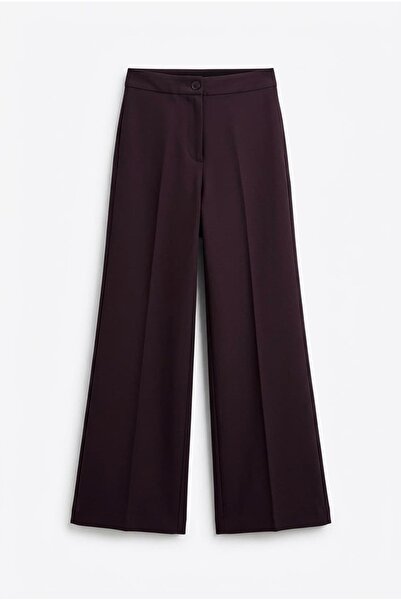 sunfyre High Waist Buttoned Straight Palazzo Trousers Sun545