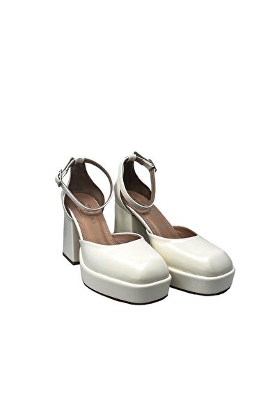 ESMERALDA'S LEGGINGS White Leather 9 cm Wedding Shoes with Sedefli̇