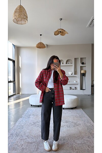 Buket Teke Antrasit Orijinal Mom Fit Jean