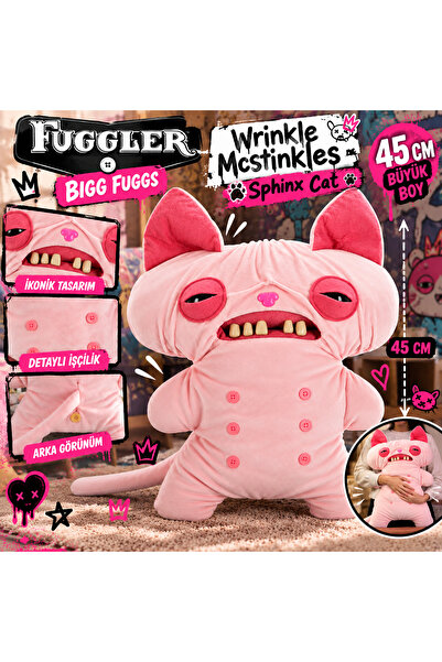 Cici Oyuncak Fuggler Bigg Fuggs Wrinkle Mcstinkles Sphinx Cat 45 cm Büyük Boy...