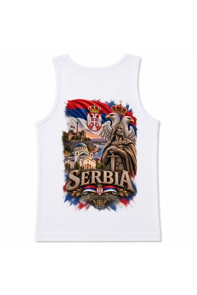 Rabona Fashion Serbia Flag & Medieval Figure Graphic Tank Top