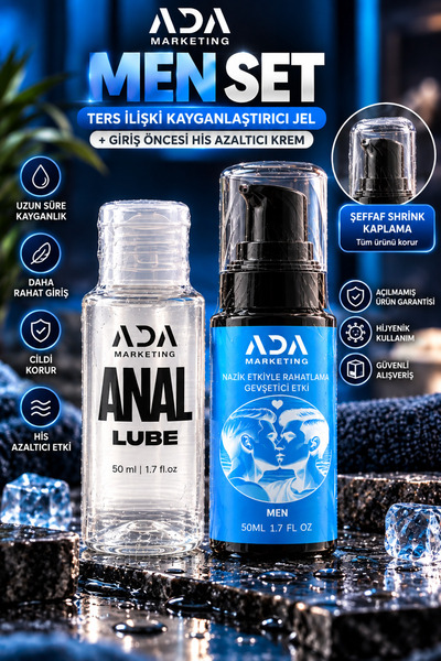 Ada Marketing Erkeklere Özel Ananas Aromalı Anal Kayganlaştırıcı Jel 50 ml ve His Azaltıcı Krem 50 ml – 2'li Set