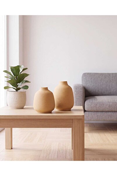 Dropcek eticaret 2'li Dekoratif Bohem Vazo Seti Modern Minimal Masa Üstü Salo...
