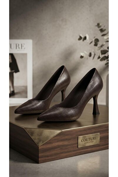 De Scario 800 Shiny Leather Pointed Toe Goblet Heeled Shoes