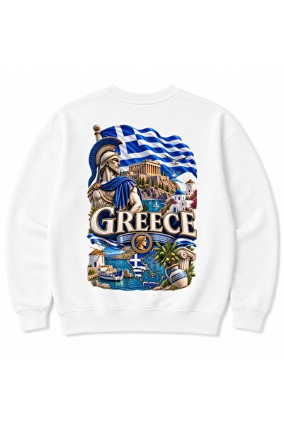 Rabona Fashion Φούτερ με Γραφικό Χάρτη Ακτών της Ελλάδας και Αρχαίου Πολεμιστή