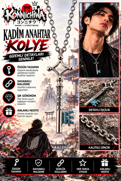 FG KONNİCHİWA Attack on Titan Exploration Corps and Key Pendant – Wings Symbo...