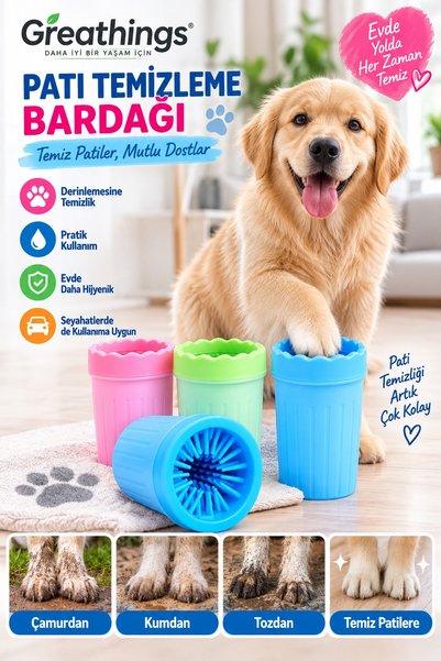 Greathings Küçük Boy Köpek Pati Temizleme Aparatı Silikon Fırçalı Ayak Yıkama...