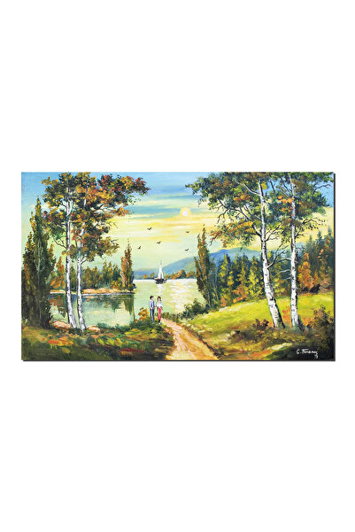 artnova Sunset landscape painting with lovers hand painted, Memories, 100x60c...
