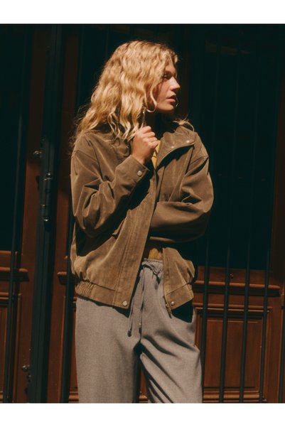 LC Waikiki Mock Neck Women's Suede Look Jacket