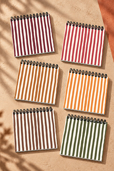 giftkonsept Earth Tones Striped Mini Notepad Set of 6