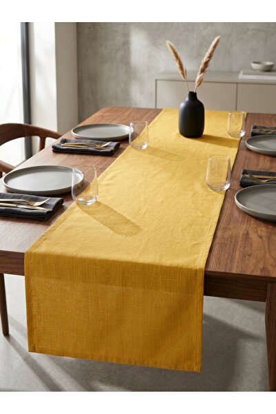 1 Adet Kumaş Runner-Pamuk Polyester Runner-Yıkanabilir Runner-35x135 cm