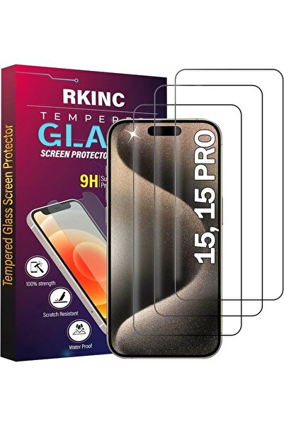 GENERAL واقي شاشة RKINC [3 قطع] لهاتف آيفون 15 / آيفون 15 برو 6.1 بوصة، طبقة ...
