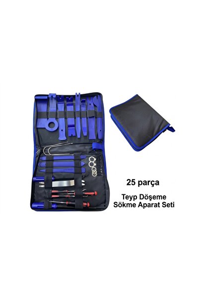 Uni 25 Parça Profesyonel Teyp Döşeme Sökme Aparat Seti - Çantalı Araç İçi Tri...