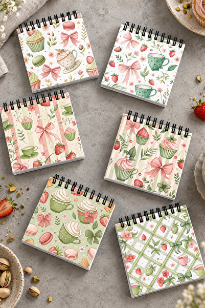 giftkonsept Dessert Shop and Tea Time Themed Mini Notepad Set