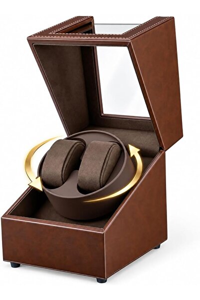 Mcbazel Automatic Watch Winder Leather Double Watch Winder Box,USB-DC Chargin...
