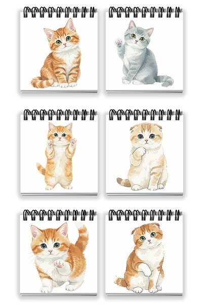 giftkonsept Realistic Kitten Illustration Mini Notepad Set