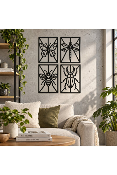 NOOT Set 4 decorațiuni de perete Insecte Origami NOOT, plexiglas negru, 20 × ...