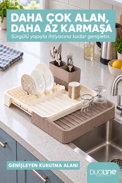 DUO LİNE HAUSEHOLD UTENSİLS Costa Sürgülü Bulaşıklık – Geniş Kurutma Alanlı, ...