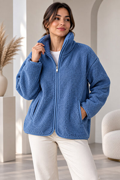 SERAPA Women's Sherpa Plush Coat Oversize 65% Cotton 35% Polyester Relaxed Fi...