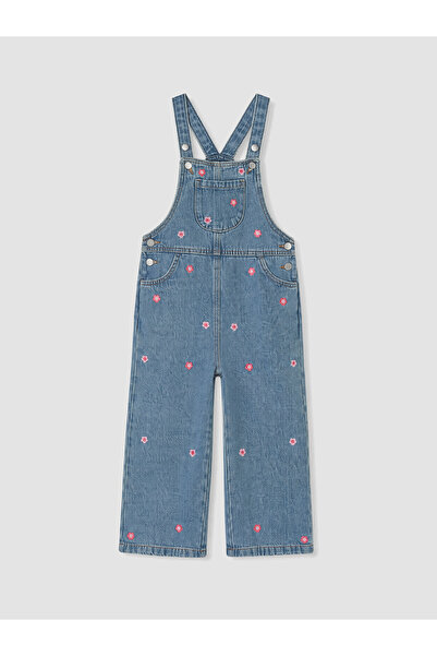 LC Waikiki Floral Girls' Jean Dungarees