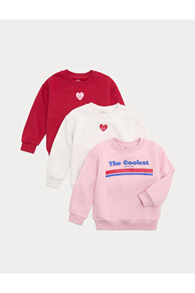 Marks & Spencer 3'lü Pamuk Karışımlı Sweatshirt – 2-8 Yaş