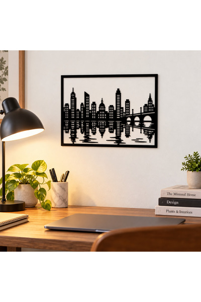 NOOT Decorațiune de perete Nocturne Cityscape – Plexiglas negru, 32 x 24 cm