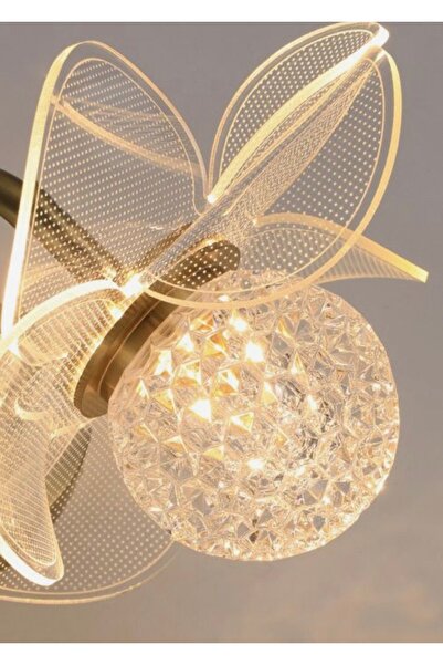 burenze Lauren Gold Sarı Led Avize 3 Renk Işık Power Ledli Tavan Avizesi