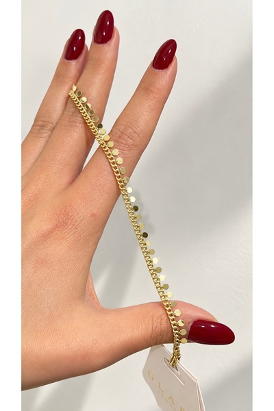 GLARE JEWELRY CO Sequin Chain Model Gold Stainless Steel Bracelet 15+5cm Unisex
