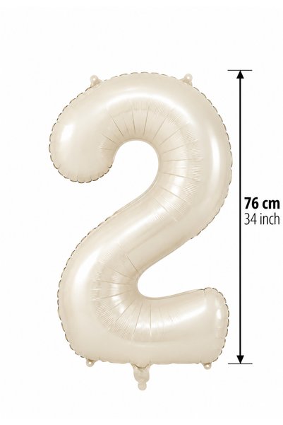 baloss fer 2 Cream Number Foil Balloons 76 cm 34 Inch Large Size Two Number Balloons Birthday Age Party Celebration Photo Concept Balloon